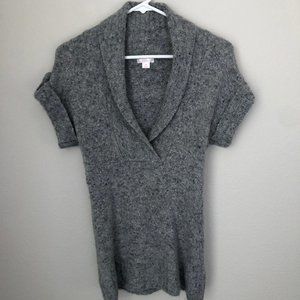 Short Sleeve Gray Tweed Sweater